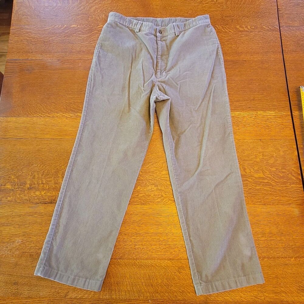 Haggar Men's Corduroy Beige Casual Pants 36x30 Cotton Polyester Straight Leg